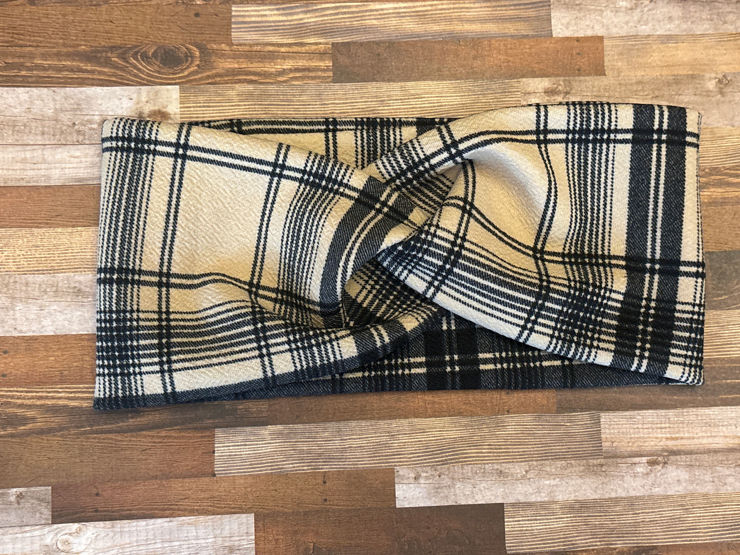 Black and Plaid Wide Headband