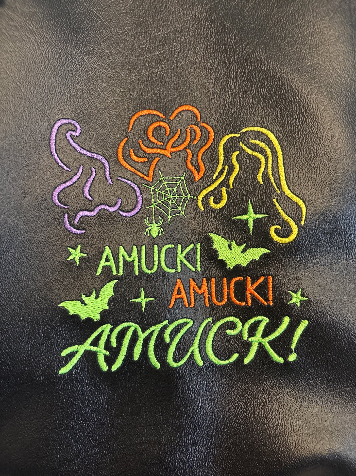 Witch Sisters Embroidered Vinyl Tote