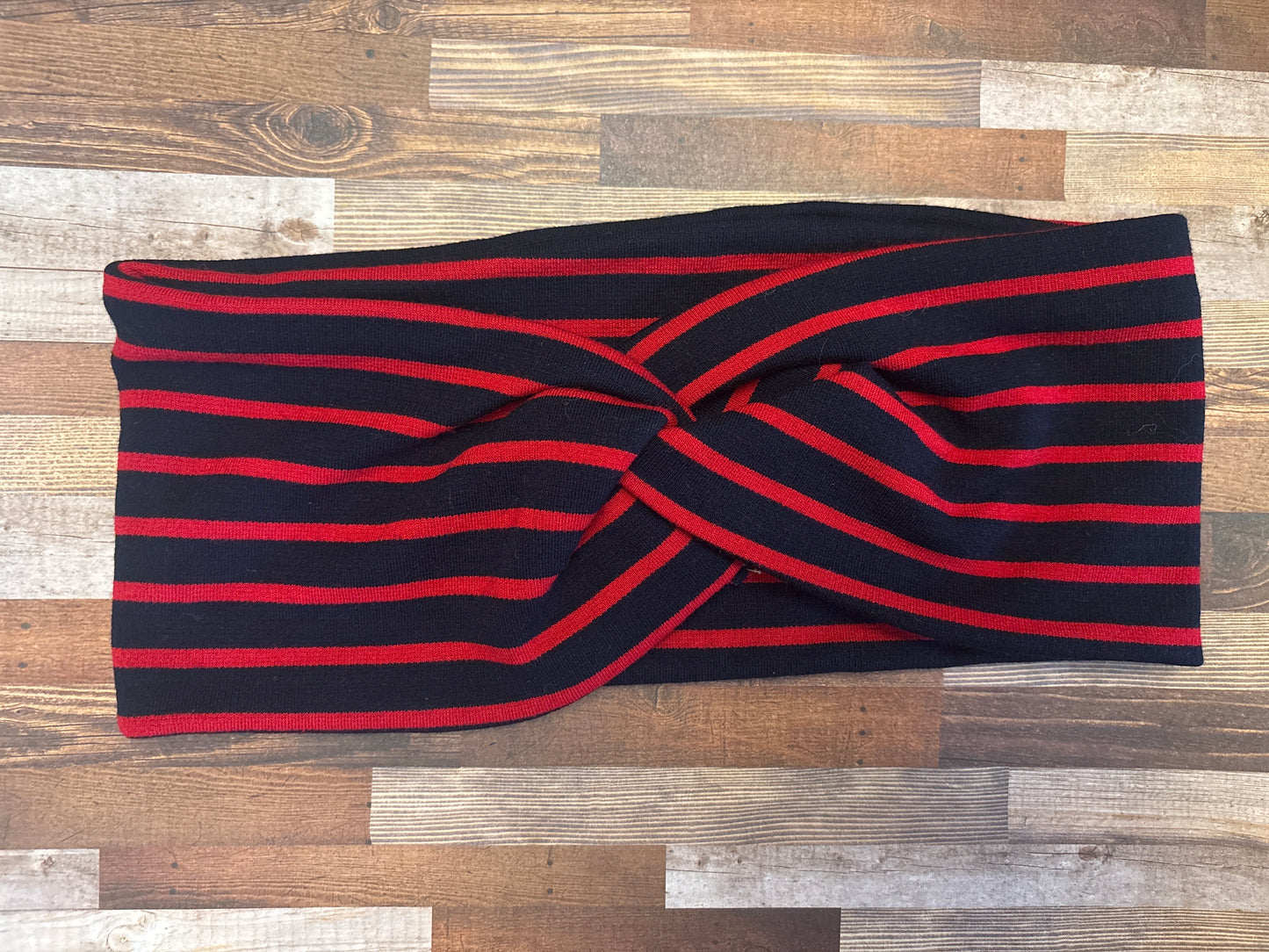 Navy and Red Stripe Wide Headband